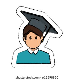 student avatar with graduation hat isolated icon