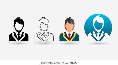 Student Avatar Icons Set - Student Illustrations in Flat, Line and Gradient Style.
