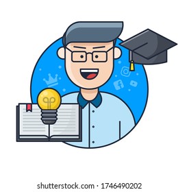 Student Avatar Vector icon Illustration