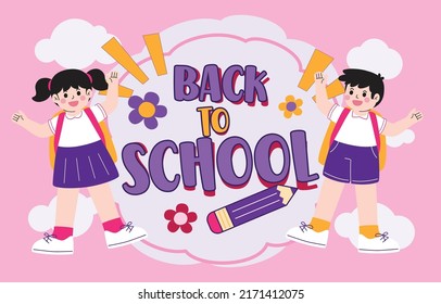 Student With Back To School Banner, Vector, Illustration