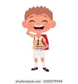 alumno de vuelta a la escuela con icono de libros aislado