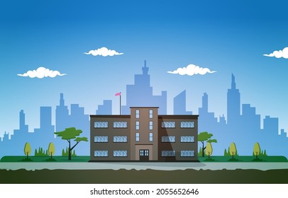 Student Back to School Building Study Education Vector Illustration