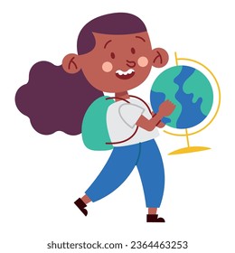 student back to school with earth globe vector isolated