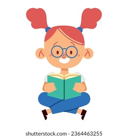 student back to school reading vector isolated