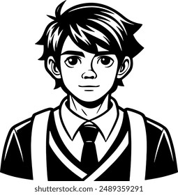 Estudiante de vuelta a la escuela silueta ilustración de Arte vectorial