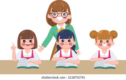 Student Back to school teacher and student in the classroom.