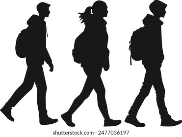 student back to school walking silhouette