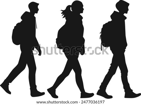 student back to school walking silhouette