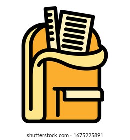 Student backpack icon. Outline student backpack vector icon for web design isolated on white background