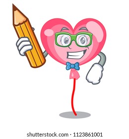 Student ballon heart character cartoon