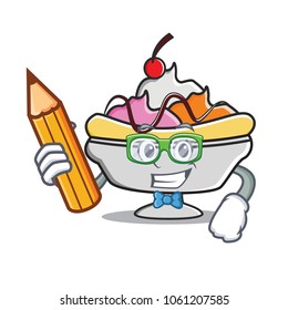 Student banana split character cartoon