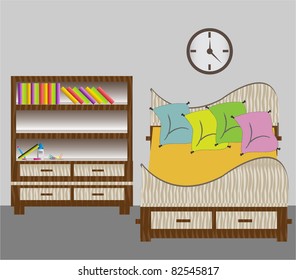 student bedroom illustration
