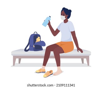 Student Before Gym Semi Flat Color Vector Character. Sitting Figure. Full Body Person On White. School Sports Class Isolated Modern Cartoon Style Illustration For Graphic Design And Animation