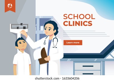 student being checked by the doctor nurse in the clinic hospital checkup