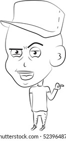 Student being suspicious, contour illustration / Editable Eps 10