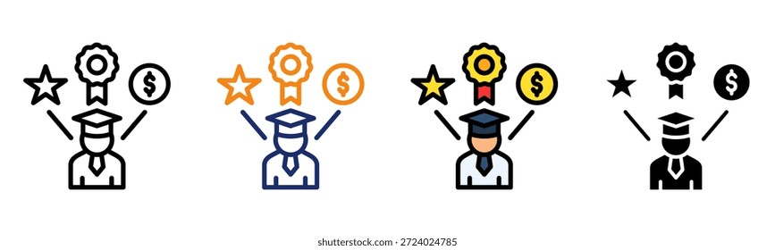 Icono de beneficio estudiantil Ilustración vectorial de estilo múltiple
