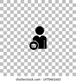 Student. Black flat icon on a transparent background. Pictogram for your project