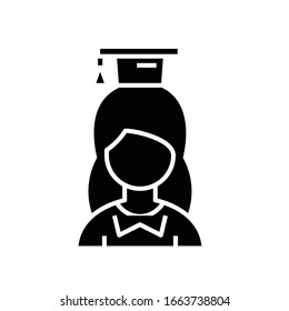 Student black icon, concept illustration, vector flat symbol, glyph sign.