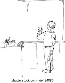 student at the blackboard