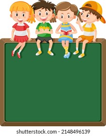 Student with blackboard banner illustration