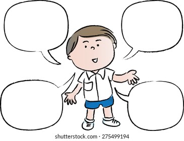 student with blank speech bubbles