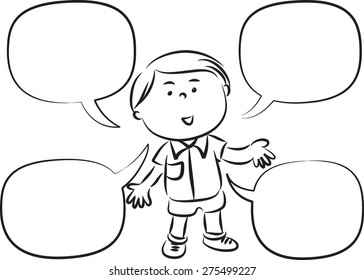 student with blank speech bubbles