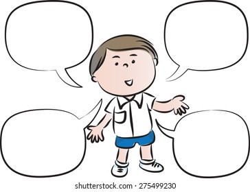 student with blank speech bubbles