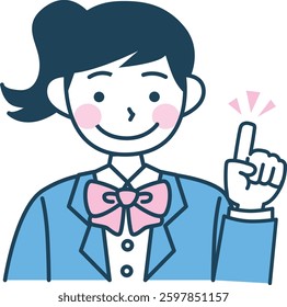 A student in a blazer uniform giving advice, vector illustration