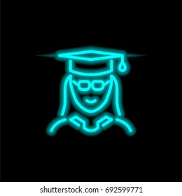 Student blue glowing neon ui ux icon. Glowing sign logo vector