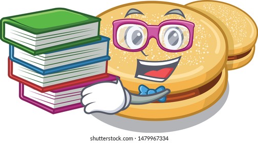 Student with book alfajores isolated with in the mascot