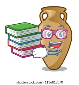 Student with book amphora mascot cartoon style