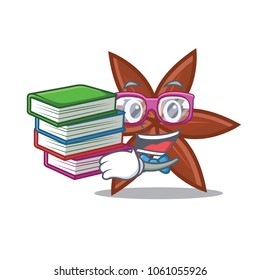 Student with book anise mascot cartoon style