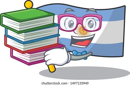 Student with book argentina mascot flag kept in cartoon drawer