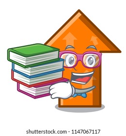 Student with book arrow mascot cartoon style