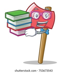Student with book axe character cartoon style vector illustration