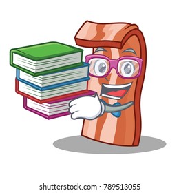 Student with book bacon mascot cartoon style