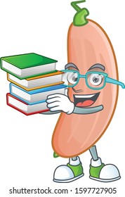 Student with book banana squash on mascot cartoon character style