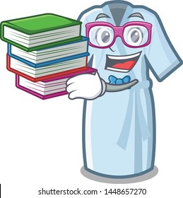 Student with book bathrobe isolated with in the cartoon