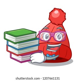 Student with book beanie hat isolated on the mascot