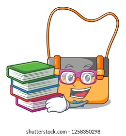 Student with book beautiful menesengger bag fashion with caratoon