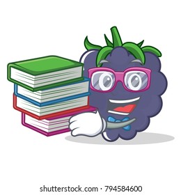 Student with book blackberry mascot cartoon style