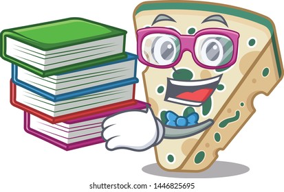 Student with book blue cheese isolated with the mascot