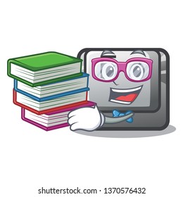 Student with book button F on a keyboard cartoon