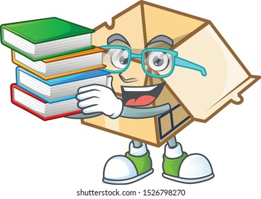 Student with book cardboard open isolated on white background