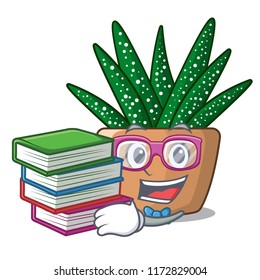 Student with book cartoon zebra cactus plant at park