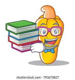 Student with book cashew mascot cartoon style