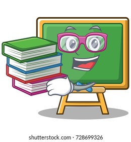 Student with book chalk board character cartoon