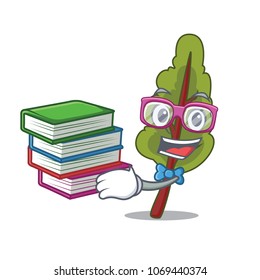 Student with book chard mascot cartoon style