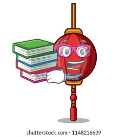 Student with book chinese lantern mascot cartoon