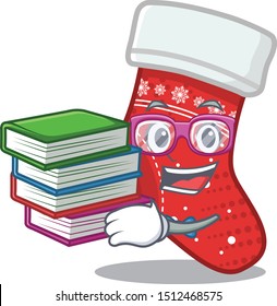 Student with book christmas stocking character in a bag